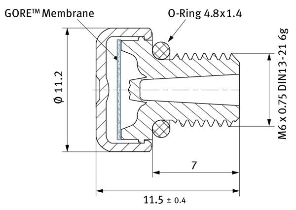 PMF 100600 - zaščitni zračnik M6 IP67 poliamid 66, W. L. Gore