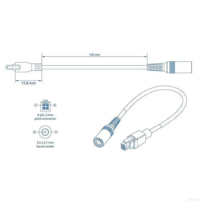 Teltonika 4-polni adapter na DC Ø5,5x2,1mm, 10cm PR2PD01B-PRIROCEN.SI